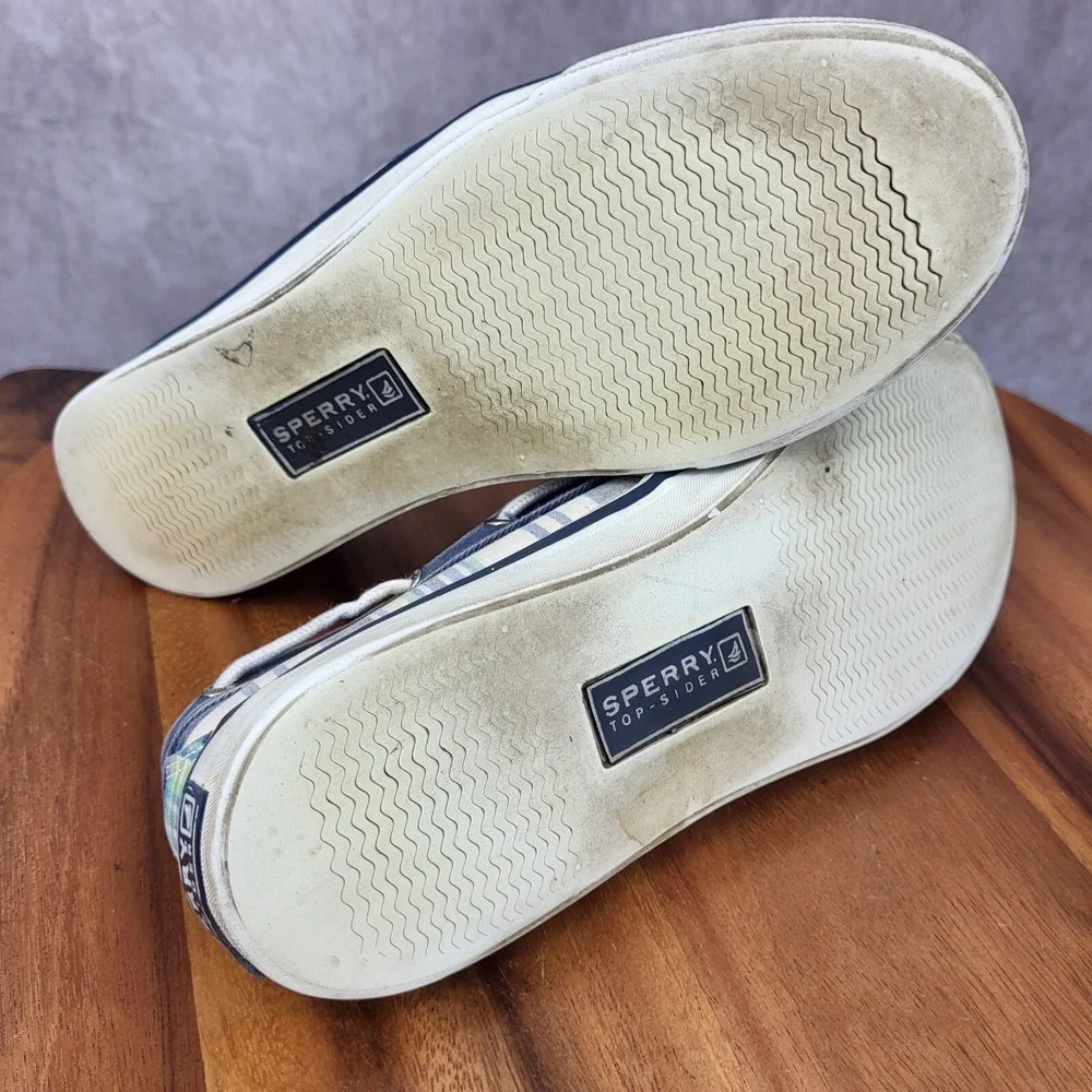 Sperry Top Sider Boat Shoes Womens 6 M Blue Plaid Canvas Loafers Slip On 9755828